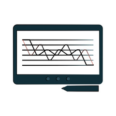 graph chart on tablet screen icon image vector illustration design 
