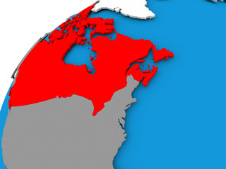 Map of Canada in red