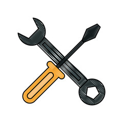wrench spanner and screwdriver tool icon image vector illustration design 