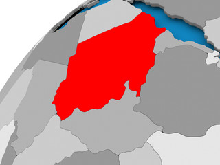 Map of Sudan in red