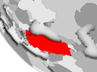 Fototapeta na wymiar Map of Turkey in red