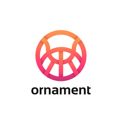 Simple circle ornament logo icon linear sign vector design.