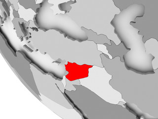 Map of Syria in red