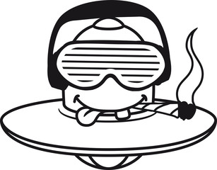 kiffen hanf rauchen drogen party disko dj feiern zigarette brille cannabis weed stoned bekifft klein süß neidlich aliens Ufo blau fliegen untertasse