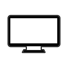 computer with blank screen icon image vector illustration design  black and white