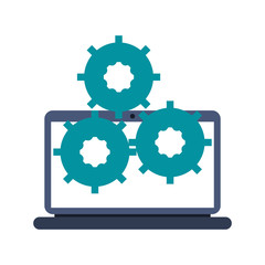 gears on computer screen icon image vector illustration design 