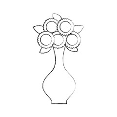 bunch of flowers in a vase decoration interior vector illustration