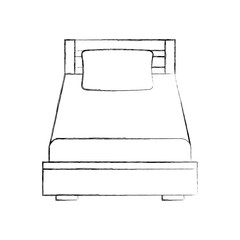 wooden bed with pillow blanket furniture room vector illustration