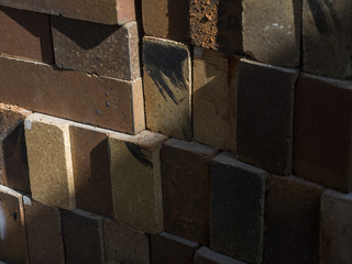 A pile of bricks piled up