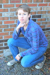 Female beauty fashion model expressions outdoors.