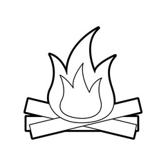 hot and warm bonfire flame wooden vector illustration