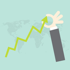 Investment concept,businessman with financial symbols coming from hand