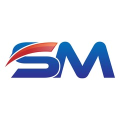 modern vector initial letters logo swoosh sm red blue