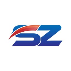 modern vector initial letters logo swoosh sz red blue