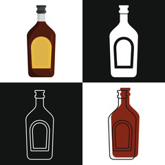Whiskey bottles vector isolated on white background. Mock up of Whiskey