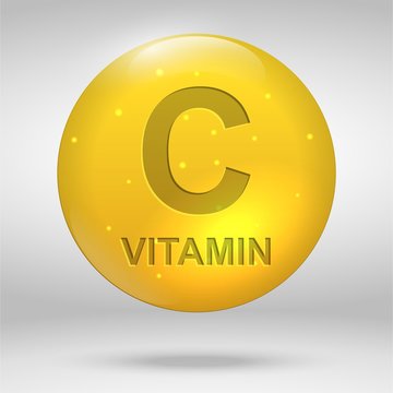 vitamin C drop pill capsule icon. Ascorbic acid