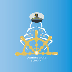 Anchor with rope. Icon isolated on blue background. Sea, nautical and travel themes. Vector illustration