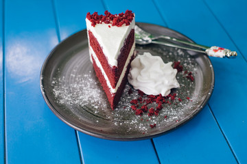 Red velvet cake with whipping cream