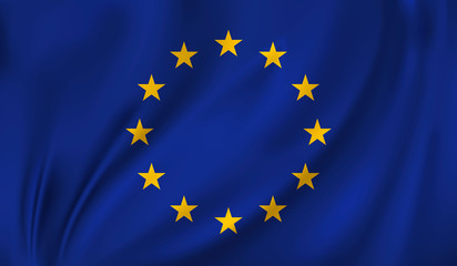 3D Waving Flag of European Union. Vector illustration