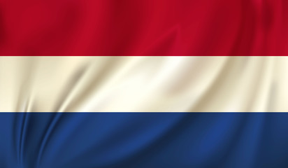 Fototapeta premium 3D Waving Flag of Netherlands. Vector illustration