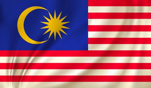 3D Waving Flag of malaysia. Vector illustration