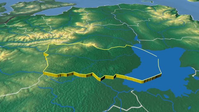 Cookstown - United Kingdom Northern Ireland, region extruded. Bumps shaded