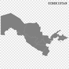 Fototapeta premium Wysokiej jakości mapa Uzbekistanu z zaznaczeniem granic regionów