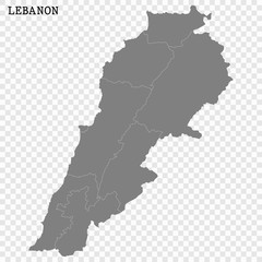 Obraz premium High quality map of Lebanon with borders of the regions