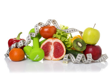 fitness equipment and healthy food