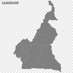 Obraz premium High quality map of Cameroon with borders of the regions