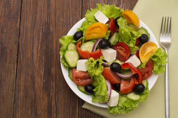 fresh vegetable salad isolated on white background