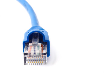 LAN network connection cable on white background. Free space for text