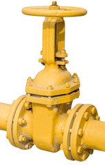 metal pipe with valve on a white