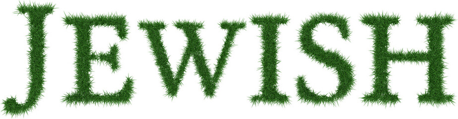 Jewish - 3D rendering fresh Grass letters isolated on whhite background.