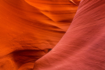 Beautiful abstract red sandstone formations in the Antelope Canyon, Arizona