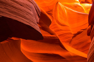 Beautiful abstract red sandstone formations in the Antelope Canyon, Arizona