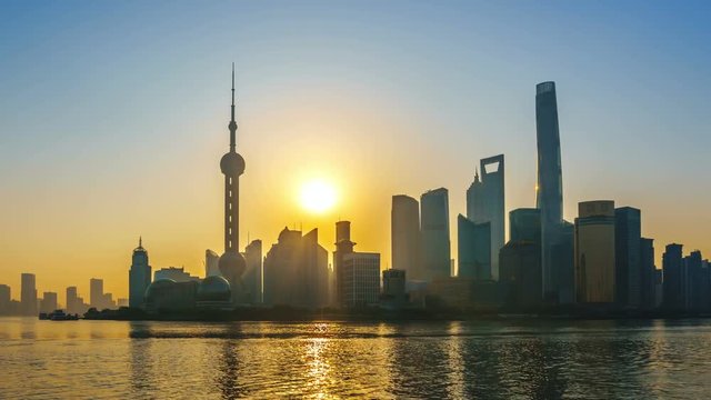 4K: Shanghai at Sunrise,Time-lapse(Hyperlapse).