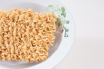 A instant noodles  top view  clean background