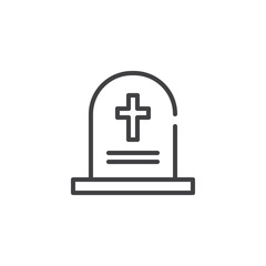 Tombstone line icon, outline vector sign, linear style pictogram isolated on white. Symbol, logo illustration. Editable stroke