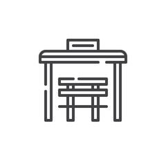 Bus stop line icon, outline vector sign, linear style pictogram isolated on white. Symbol, logo illustration. Editable stroke