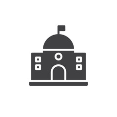 Capitol building icon vector, filled flat sign, solid pictogram isolated on white. Symbol, logo illustration.
