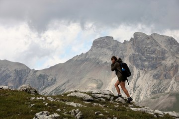 Naklejka na ściany i meble Hiking on Dolomites
