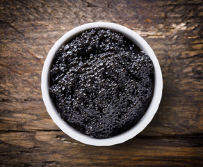 Bowl of black caviar