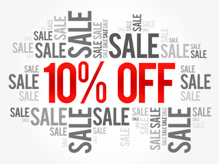 10% OFF Sale words cloud, business concept background