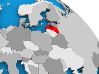 Latvia in red on map