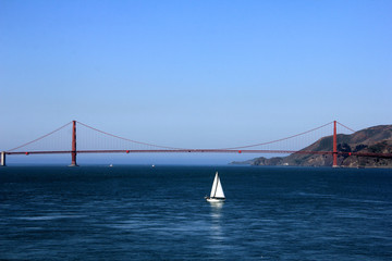 San Francisco, USA, Golden Gate Bridge with sailing boats