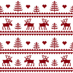 Stock vector. Seamless fabric.Merry Christmas and happy New year. Elk.