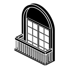 Fashion balcony icon, simple style