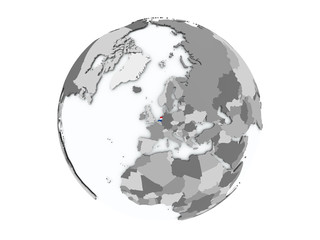 Netherlands on globe isolated