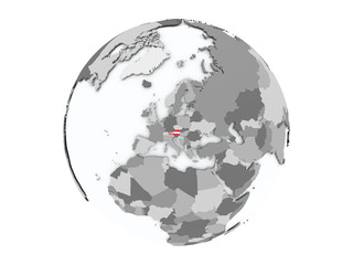 Austria on globe isolated